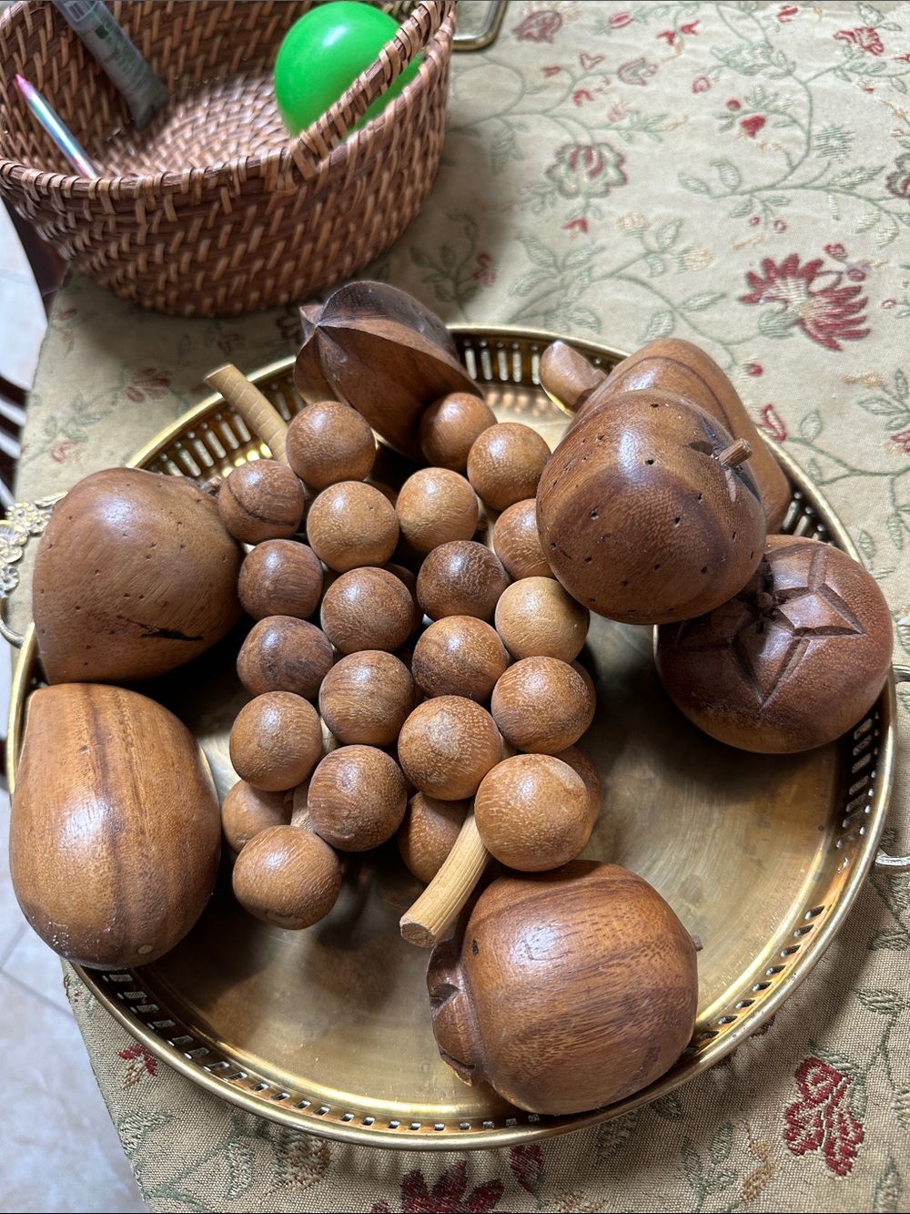 Wooden Decorative Fruit Bowl Set - Natural Brown